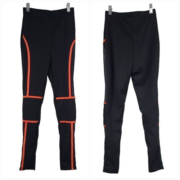 Fashion Nova Running Start Mesh Leggings Black/Orange XS 0/1 High Rise Pant - Picture 2 of 9